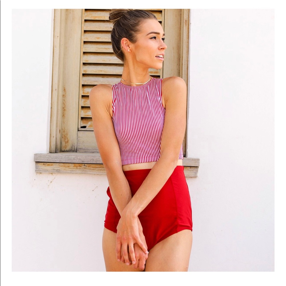 Coral reef swim bottoms high rise